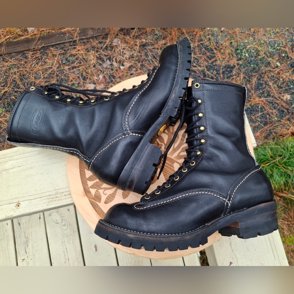 WESCO Men's Jobmaster Steel Toe 10 Inch Black Leather Lace-To-Toe Boots Size 10 - Picture 6 of 10